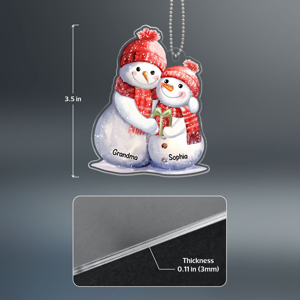 Snowman Grandma Grandkid Personalized Acrylic Ornament