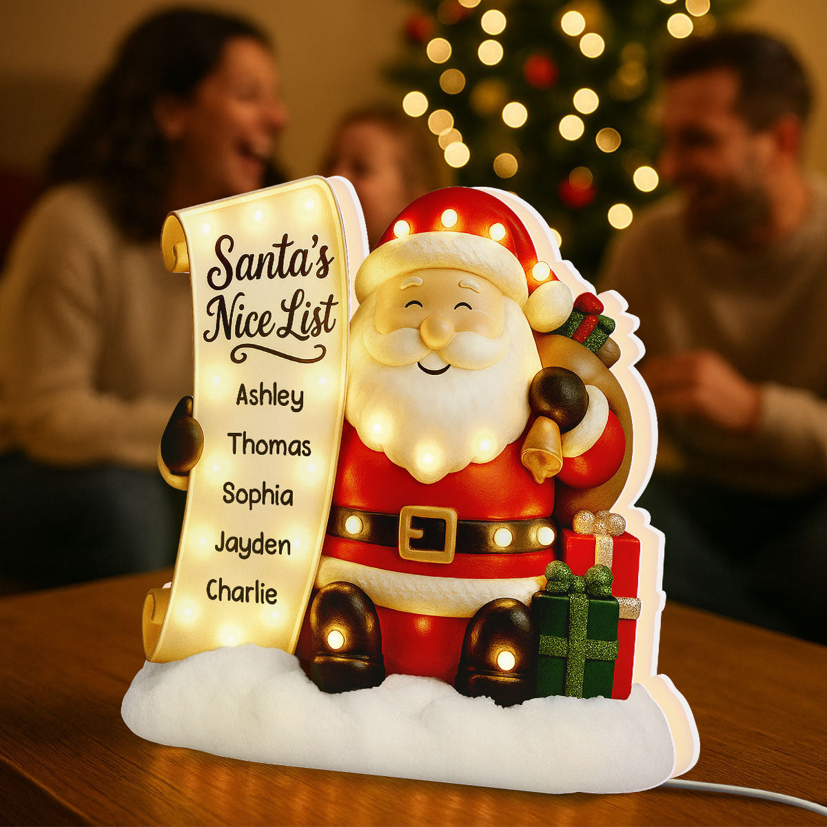 Santa's Nice List Kids' Names Family Christmas Decor - Personalized LED Light Box -Christmas Gift For Grandma, Grandpa, Family