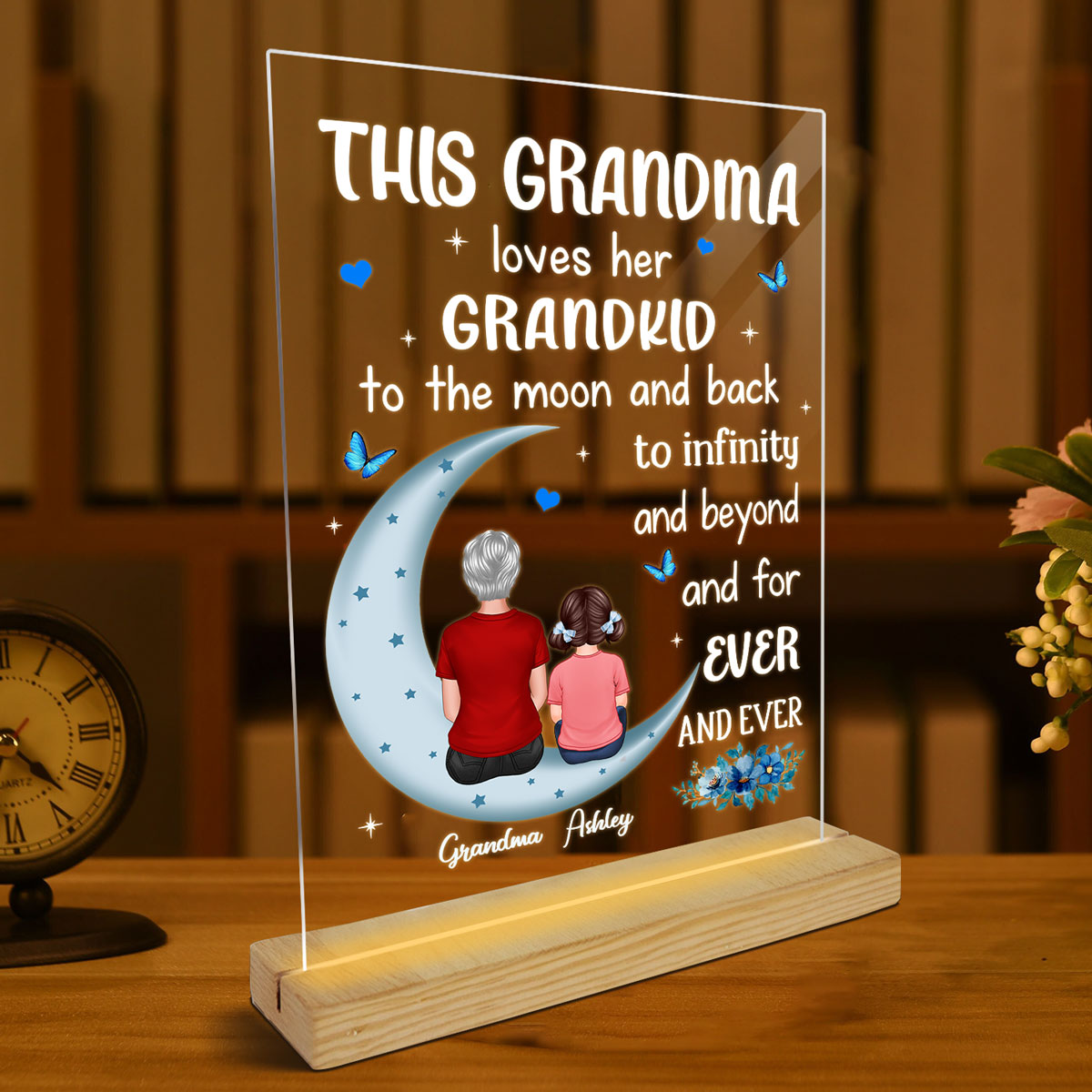 Grandma Loves Grandkids To Infinity Personalized Rectangle Acrylic LED Night Light