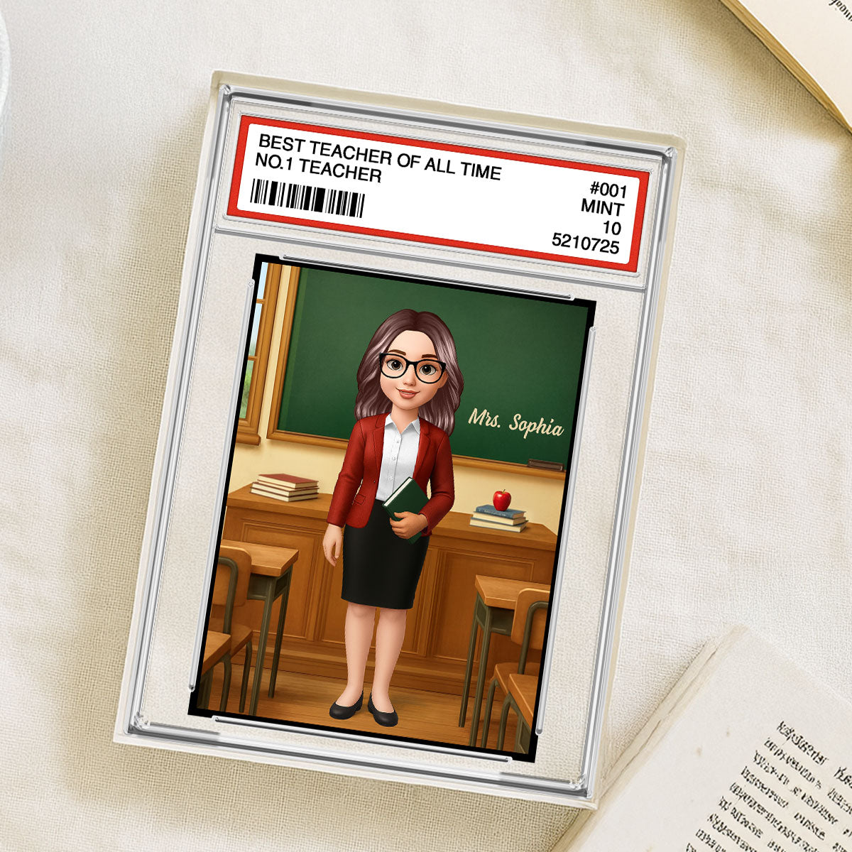 3D Effect Teacher Trading Card Style Personalized Acrylic Block Plaque