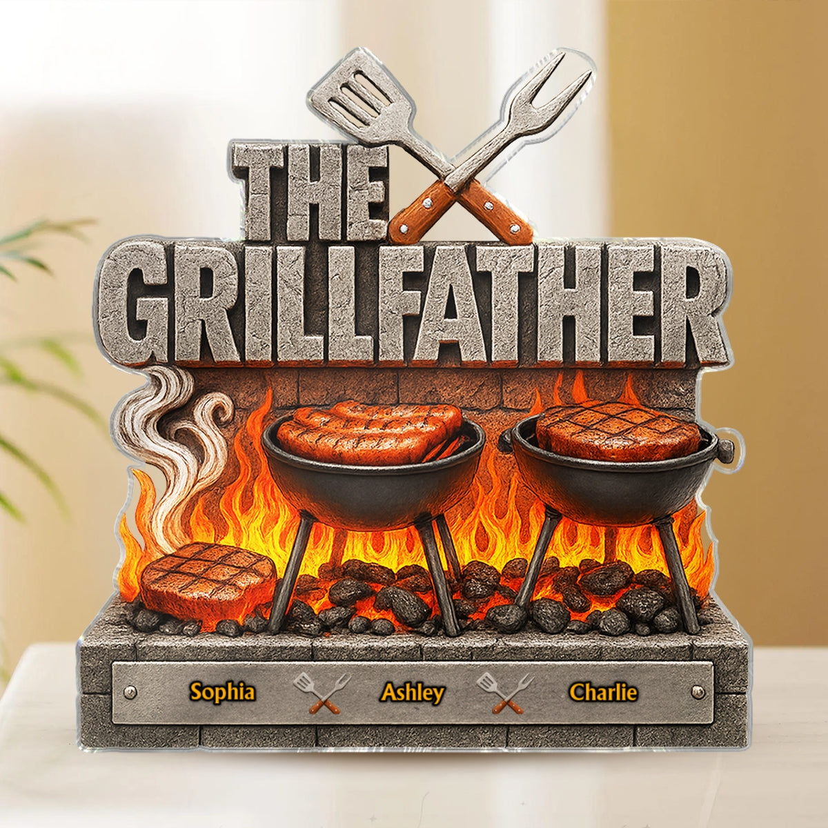 The Grillfather Personalized Custom Shaped Acrylic Block, Father's Day gift