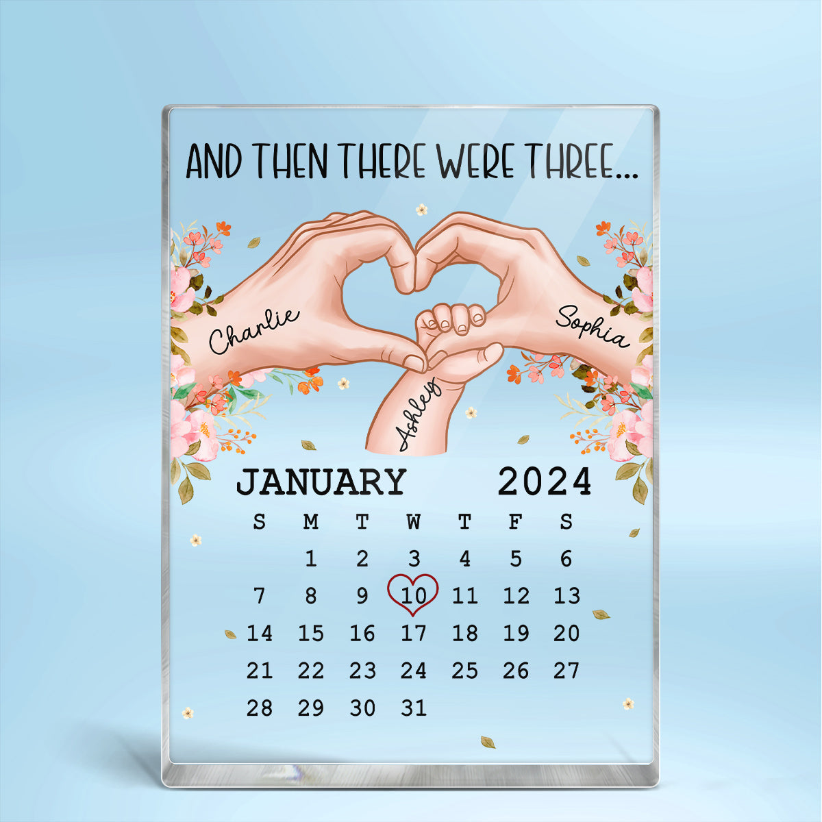 Mom And Then There Were Three Calendar Personalized Vertical Rectangle Acrylic Block Plaque