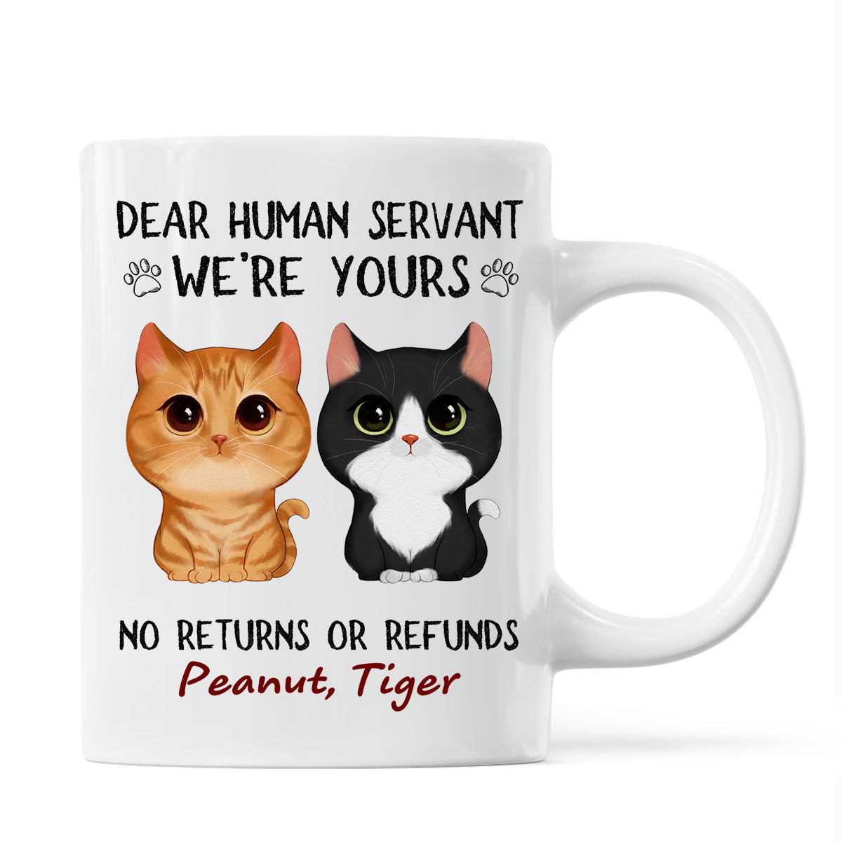 Dear Human Servant We‘re Yours Watercolor Cute Cat Personalized Mug