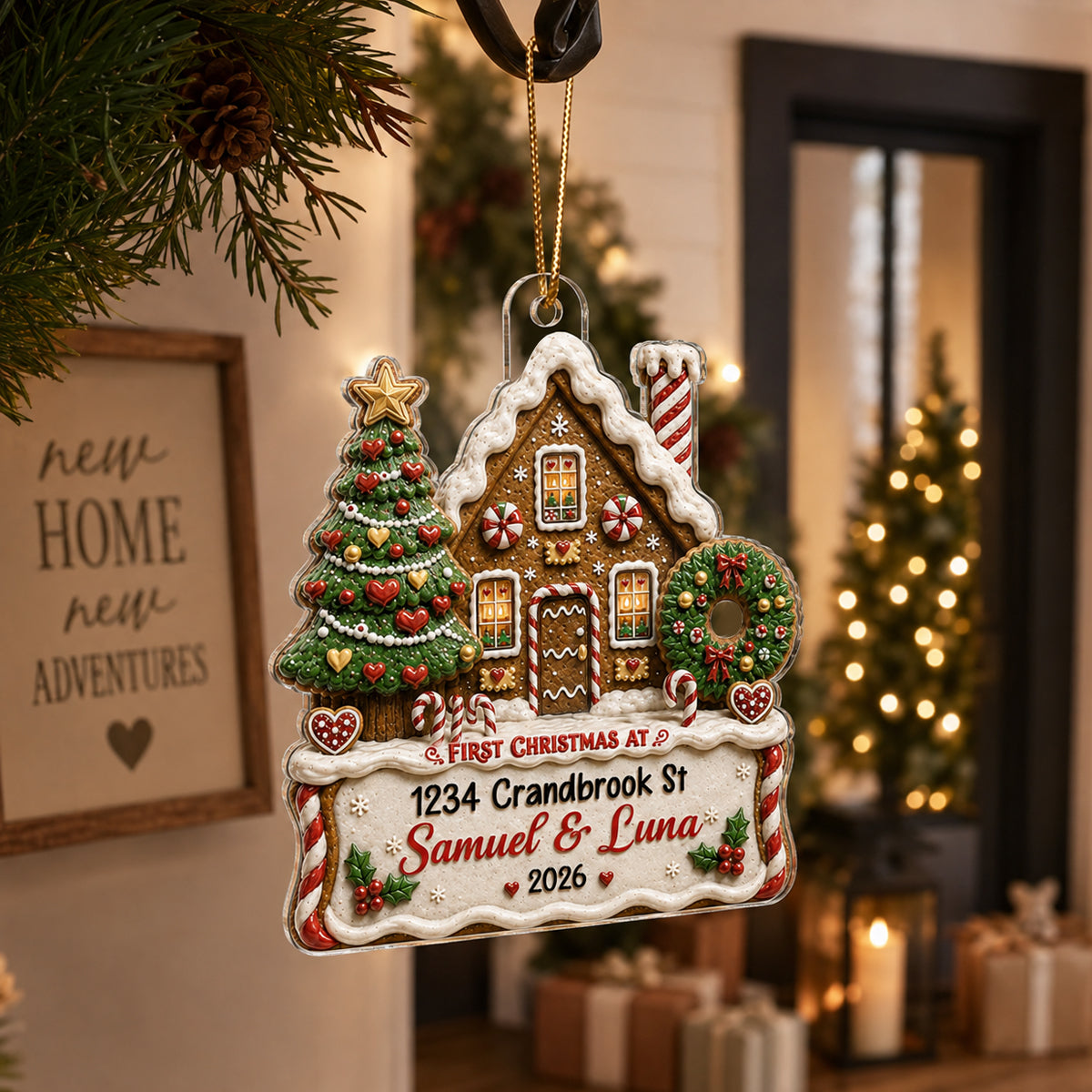 First Christmas In New Home - Personalized Acrylic Ornament - First Christmas Keepsake
