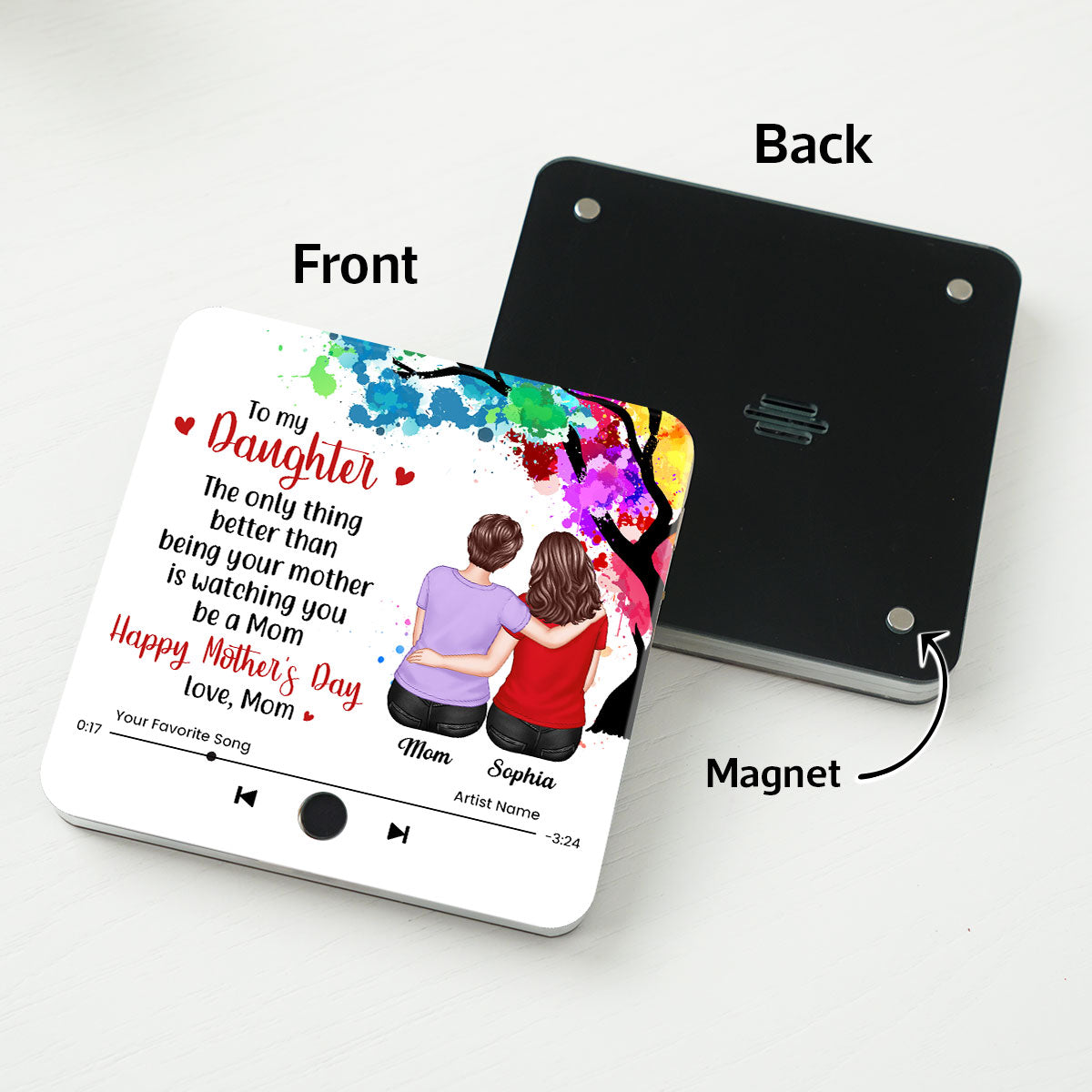 From Mom To My Daughter Personalized Music Fridge Magnet, Heartfelt Gift for Daughter, Daughter-in-law
