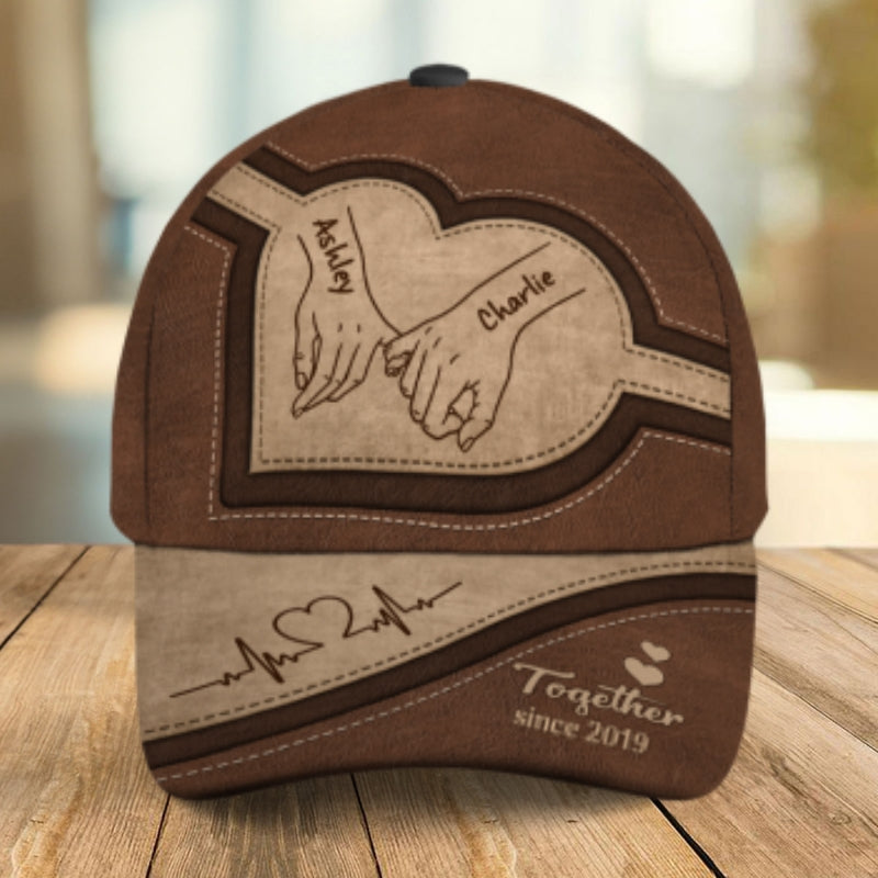 Couple Holding Hands Personalized Classic Cap, Gift For Him, Gift For Her