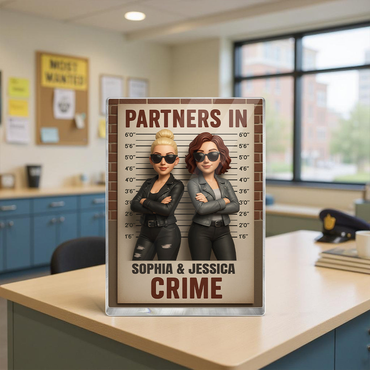 Partners in Crime Besties Personalized Acrylic Block Plaque, Birthday, Just Because Gift for Best Friends