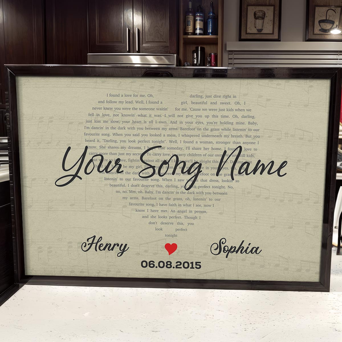 Custom Heart-Shaped Song Lyrics Art Personalized Poster, Anniversary  Gift For Her, For Him
