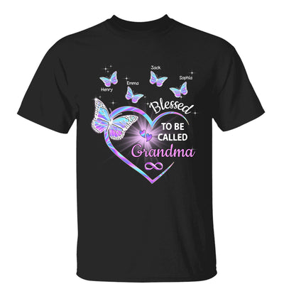 Heart Butterflies Grandma Hologram Personalized Shirt