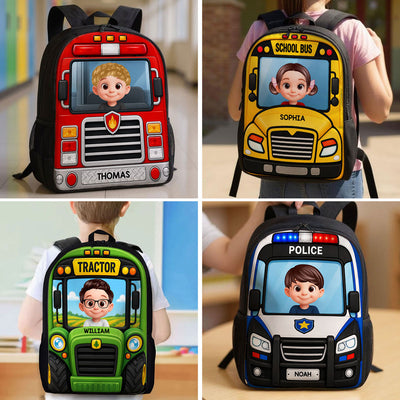 School Bus, Tractor for Boys Girls - Personalized Backpack - Back to School Backpack for Kids