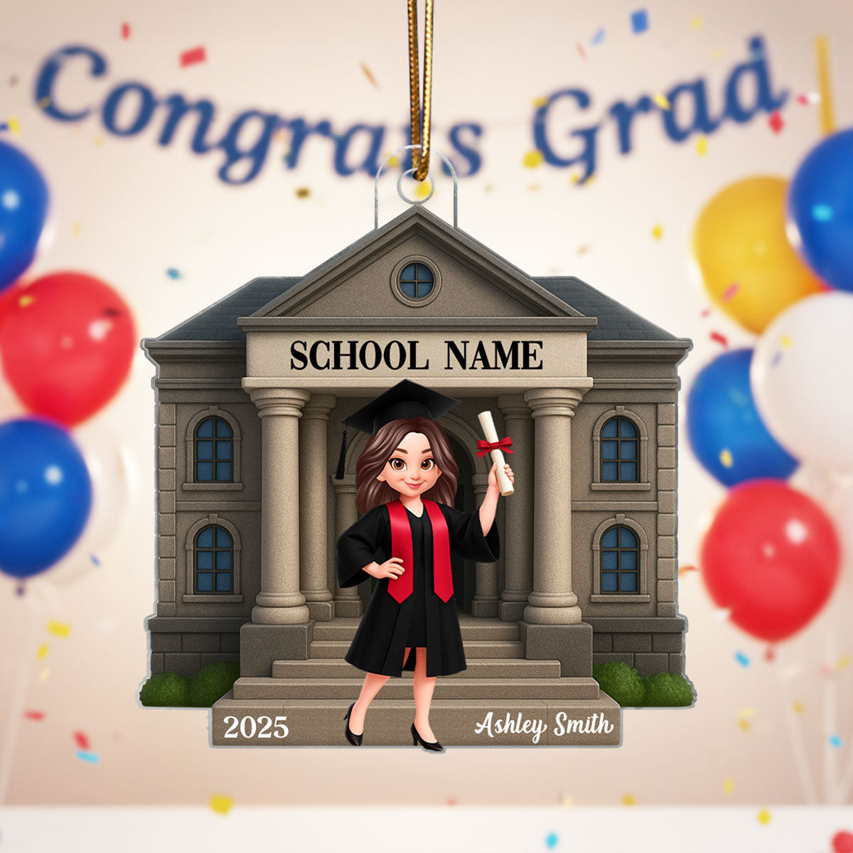 Graduation Keepsake 3D Effect - Personalized Acrylic Ornament - Graduation Christmas Gift