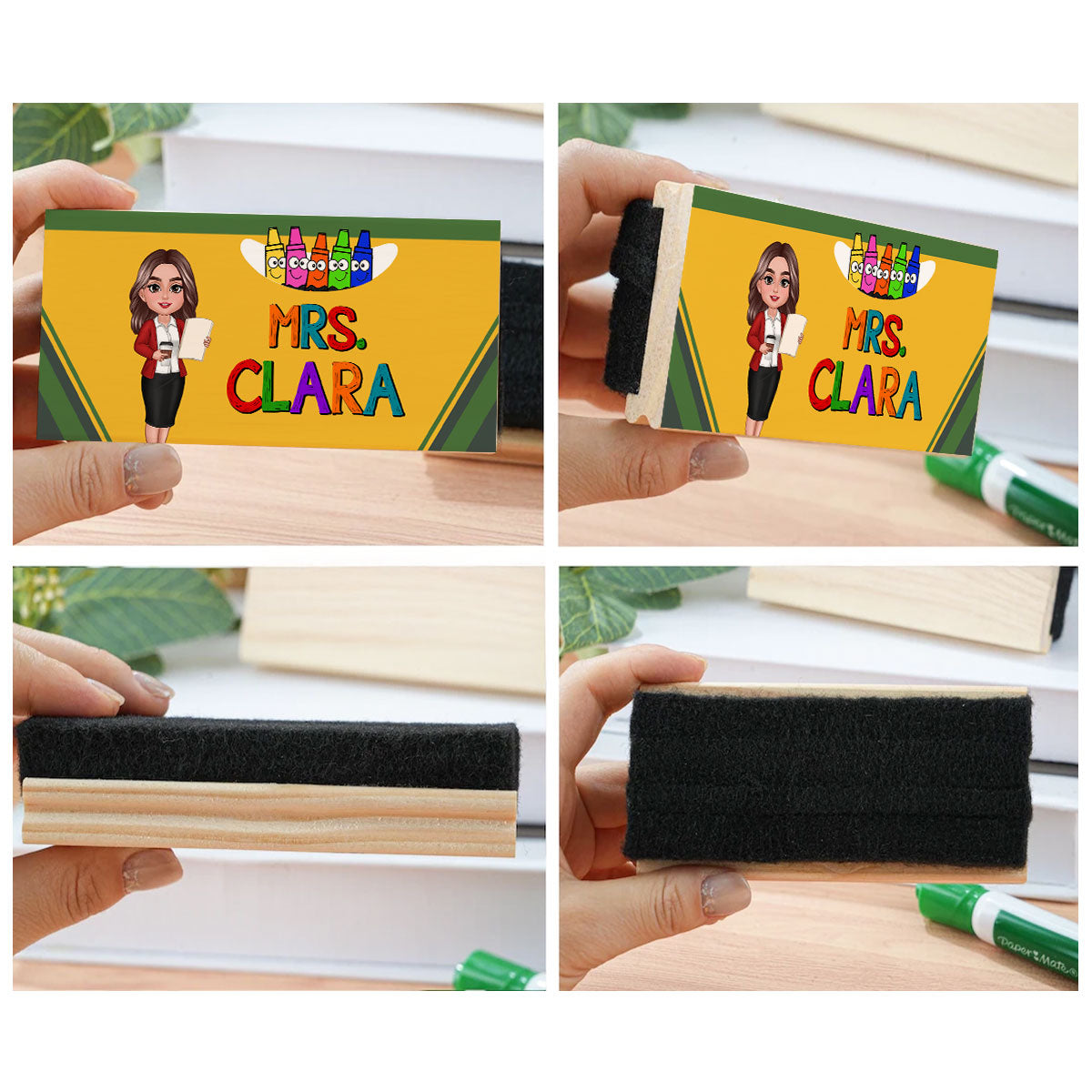 Teacher Crayon Personalized Chalkboard/Whiteboard Eraser with Marker, Teacher Appreciation Gift, Back To School Gift