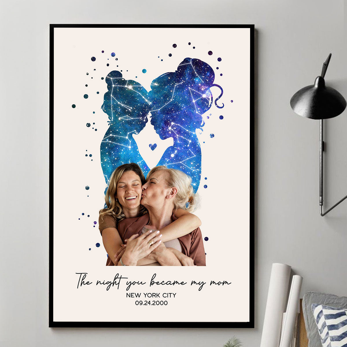 Mother Daughter The Day You Became My Mom Personalizede Poster, Custom Star Map, Capture the Precious Moment, Gift, Constellation Print, Real Astronomical Data