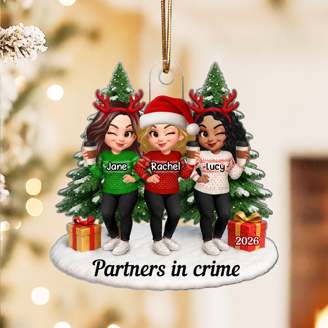Besties Forever - Personalized Acrylic Ornament - Perfect Christmas Gift For Besties