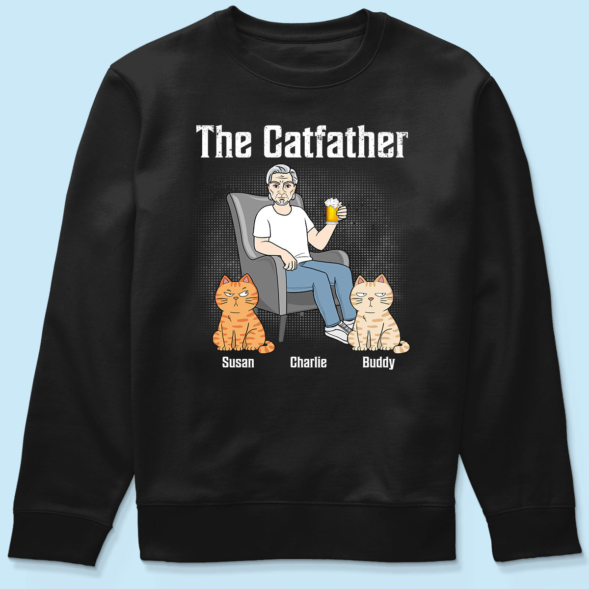 The Catfather Cat Dad Sitting On Chair Personalized Shirt