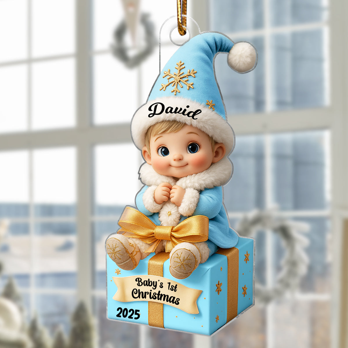 Baby Newborn Gift Box Personalized 3D Effect Acrylic Ornament, Lovely Keepsake to Celebrate Little Miracle