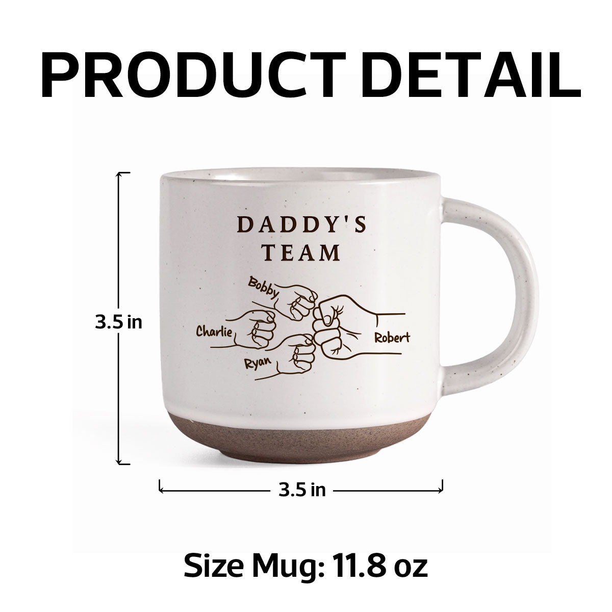 Best Dad Ever Fist Bump Personalized Potter Mug, Father's Day Gift for Dad