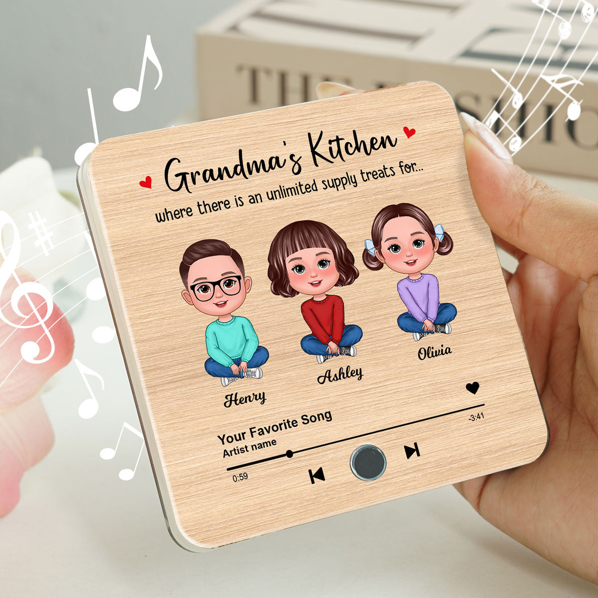 Grandma's Kitchen Where There Is An Unlimited Supply Treats for Grandkids, Personalized Music Fridge Magnet, Heartfelt Gift, Birthday Gift for Grandma