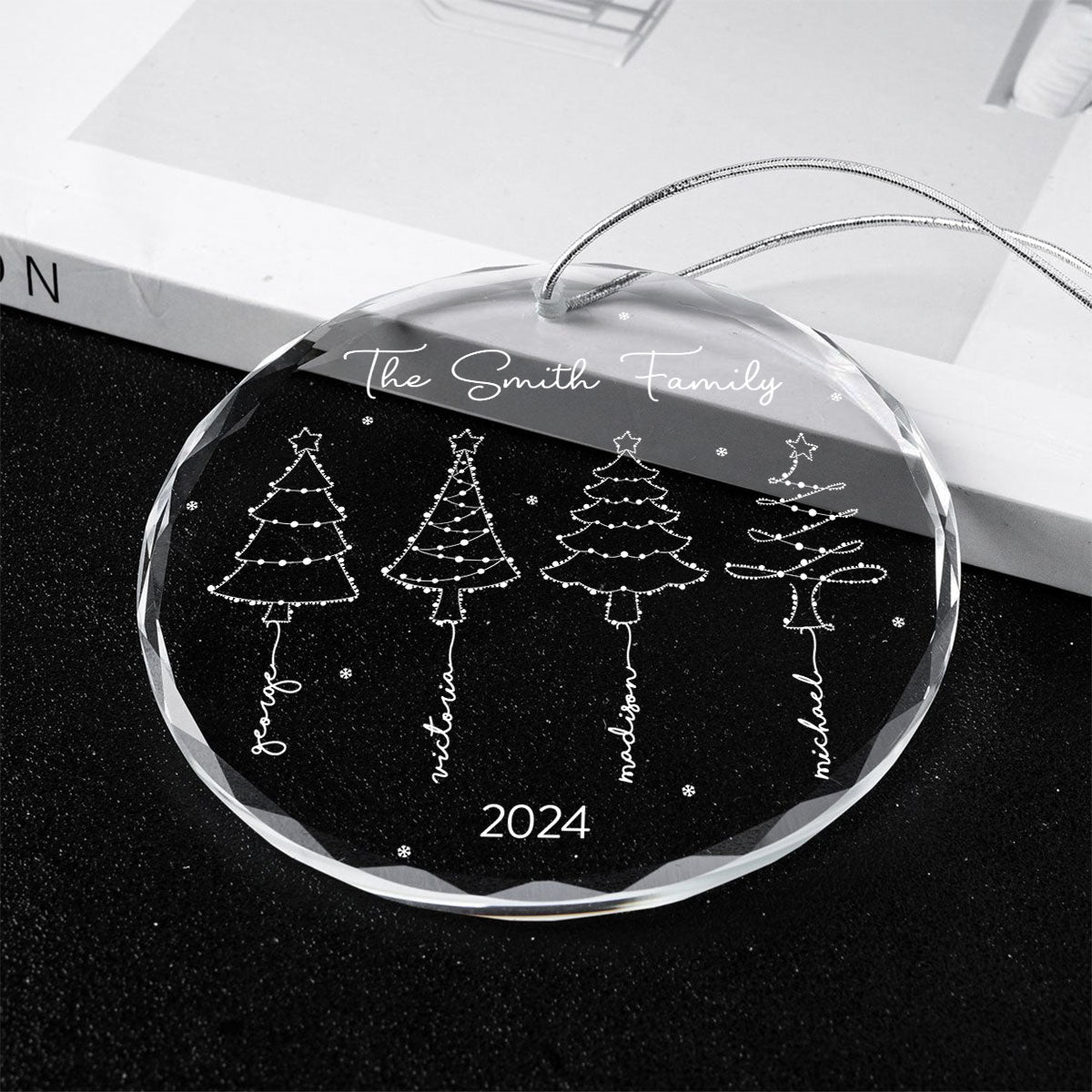 Christmas Tree Light Family Sisters Besties Siblings Personalized Glass Ornament, Christmas Gift Christmas Decoration