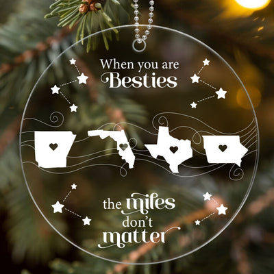 Long Distance Family Friends Siblings Sisters Besties Personalized Acrylic Ornament, Togetherness Christmas Gift