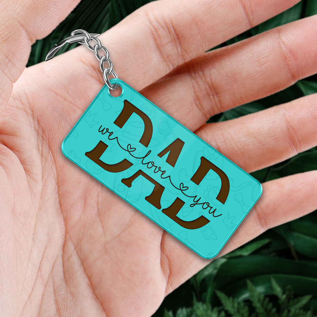 Best Dad Ever Back View Man Kids Dog Cat Personalized Acrylic Keychain