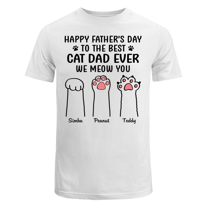 Happy Father‘s Day Cat Dad Paw Outline Personalized Shirt