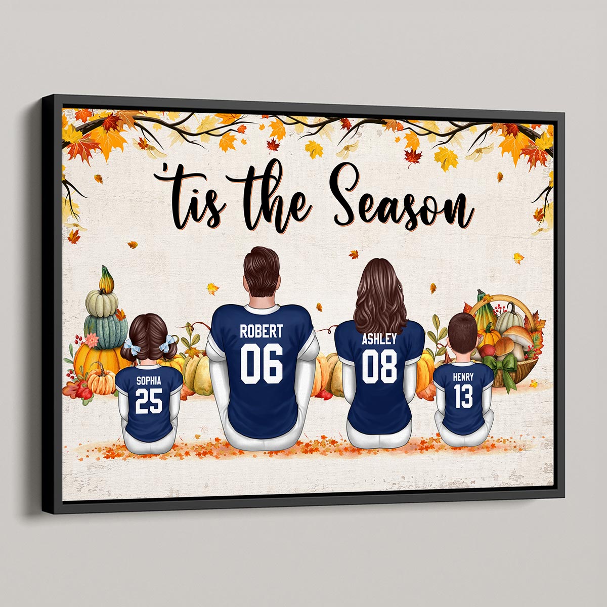 Fall Season Football Family Sitting - Personalized Poster - Gift For Husband Dad Grandpa