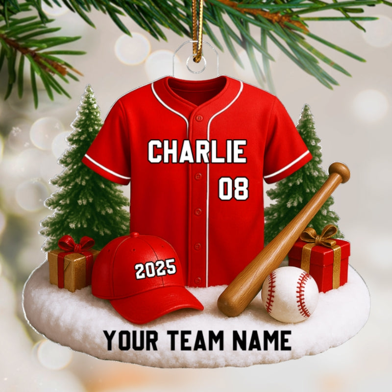 3D Effect Baseball Player Uniform - Personalized Acrylic Ornament - Gift For Baseball Players, Baseball Team