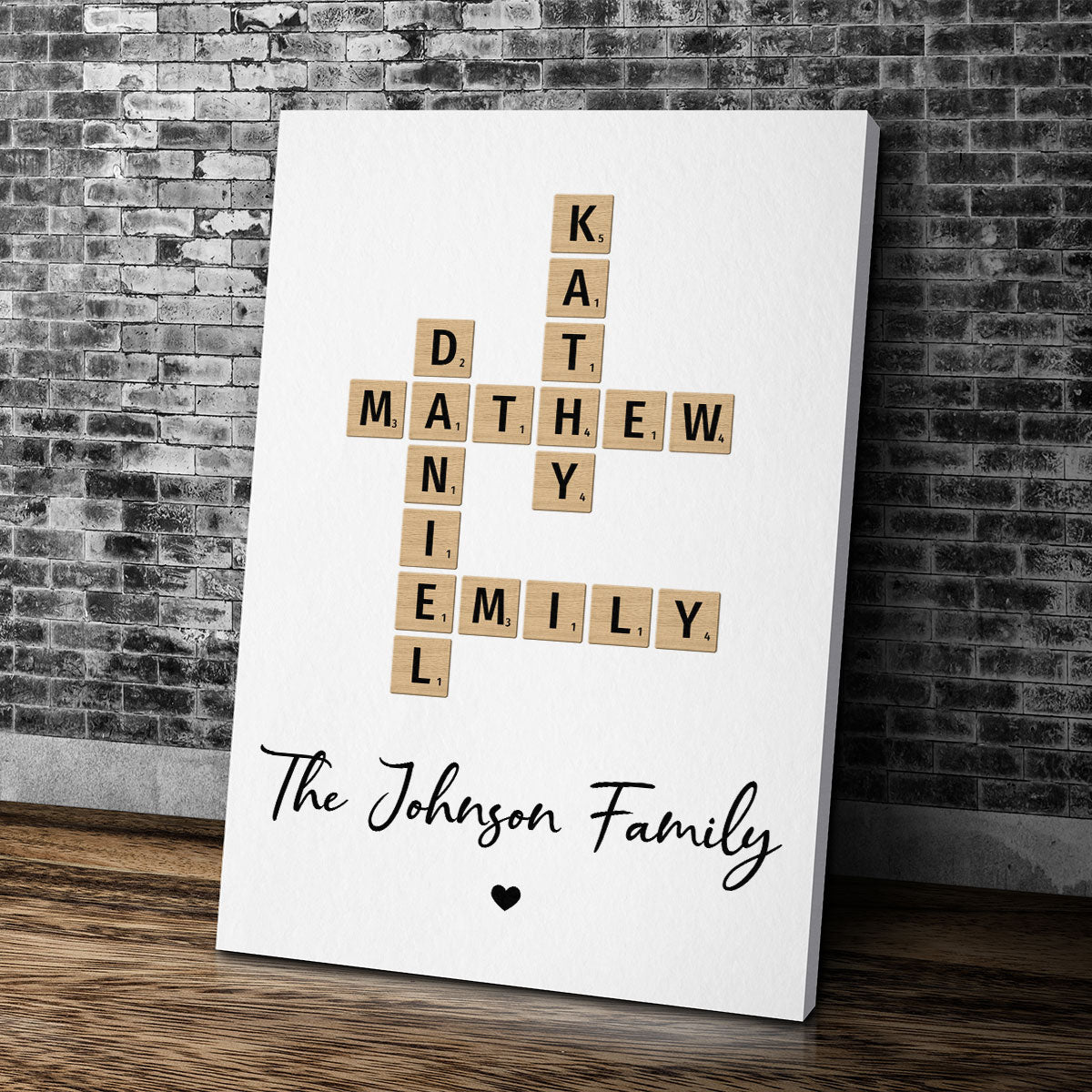 Family Crossword Art - Created In A Moment, Treasured Forever - Personalized Canvas Prints