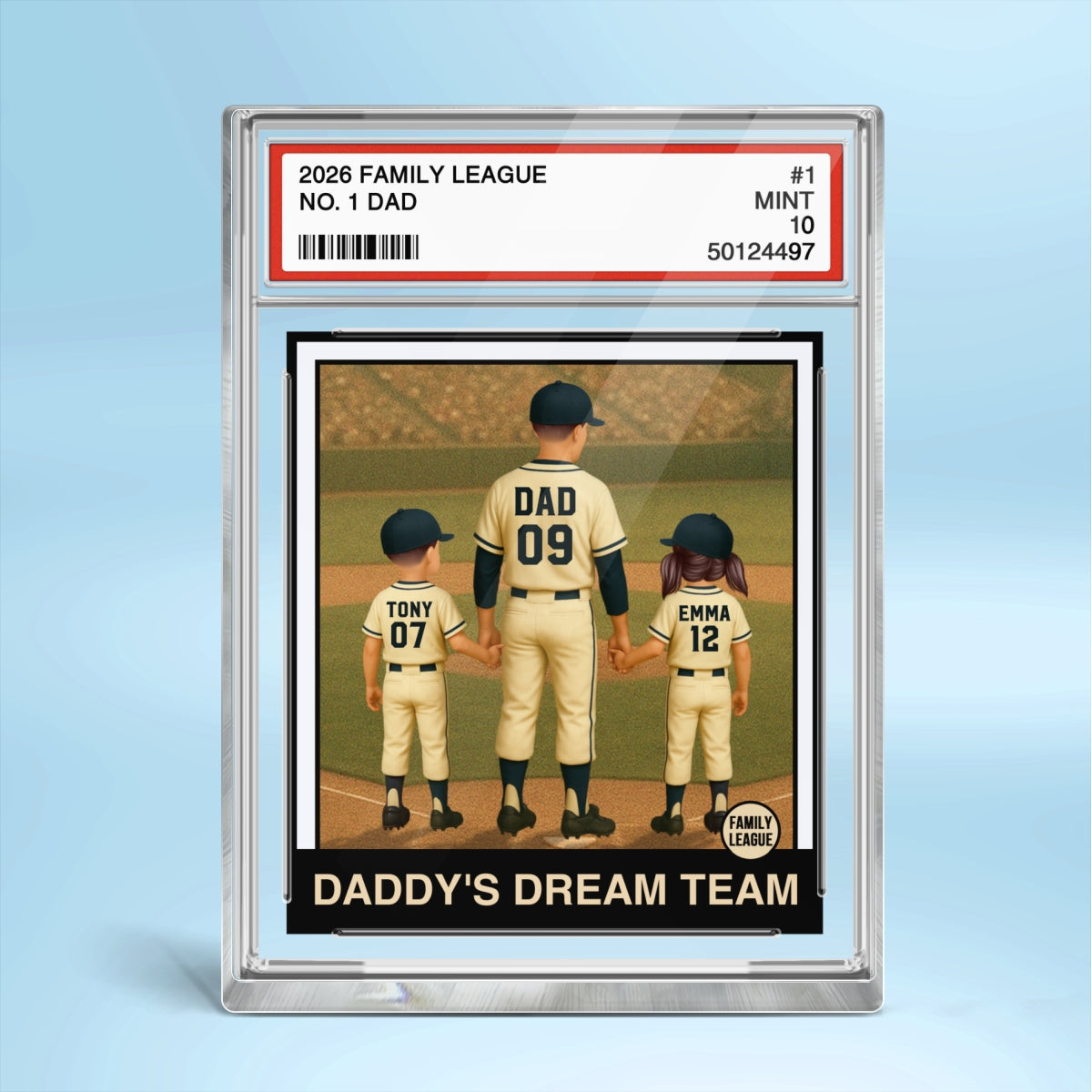 Baseball No. 1 Dad Grandpa Man & Kids Trading Card Style - Personalized Acrylic Block Plaque