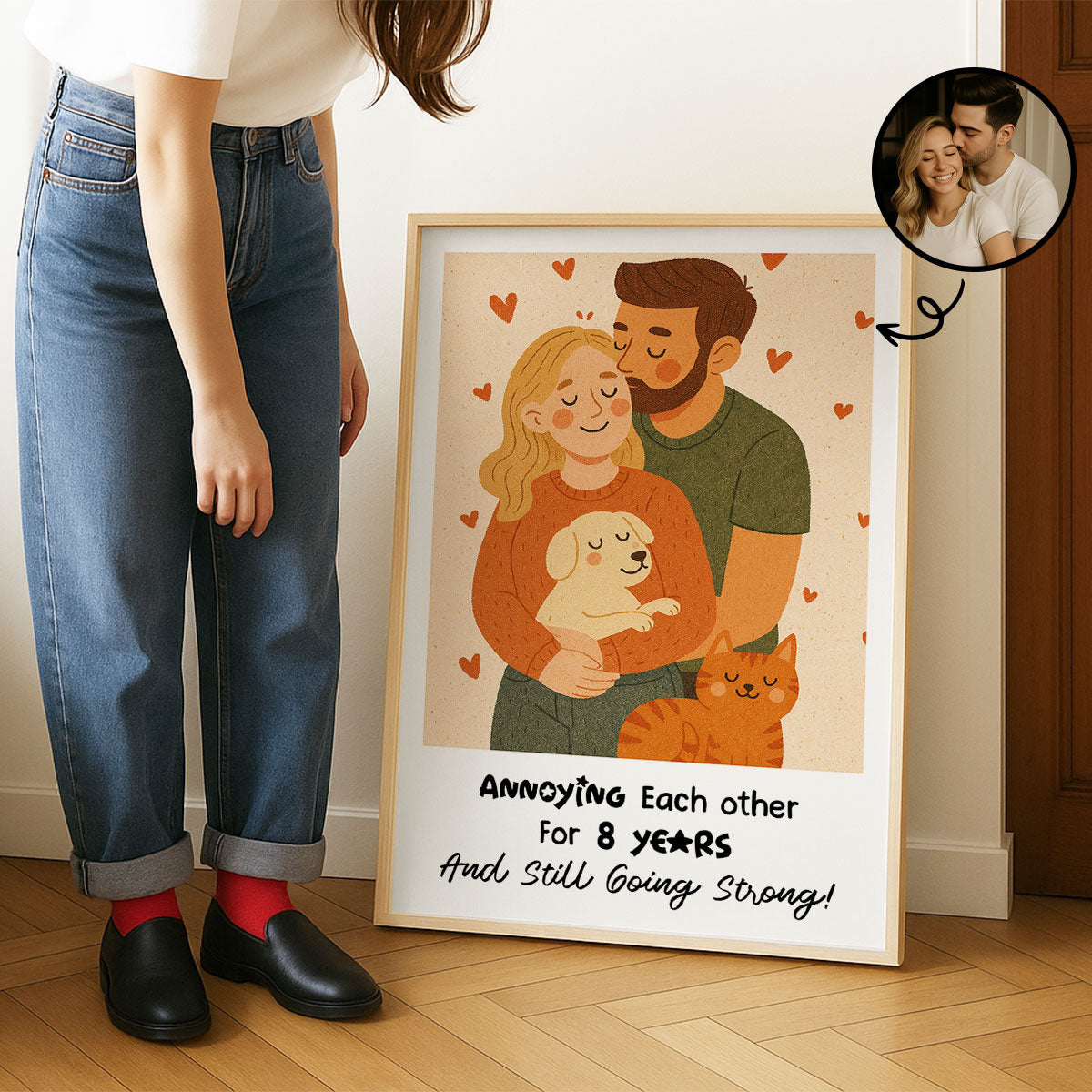 Custom Couple Art Print Personalized Photo Upload Poster, Gift for Couples, Best Friends, Family