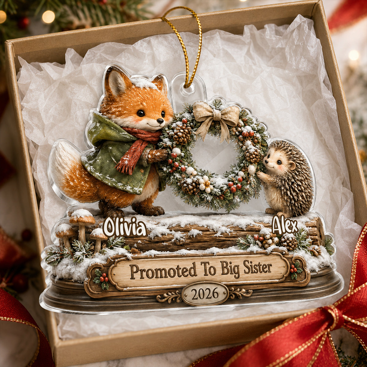 Promoted To Big Brother Sister Christmas - Personalized Acrylic Ornament - Christmas Keepsake