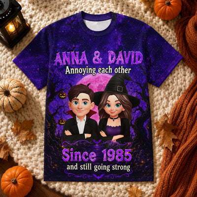 Full Moon Halloween Couple - Personalized Shirt - Halloween Matching Shirts for Couple, Anniversary Gift for Him, for Her