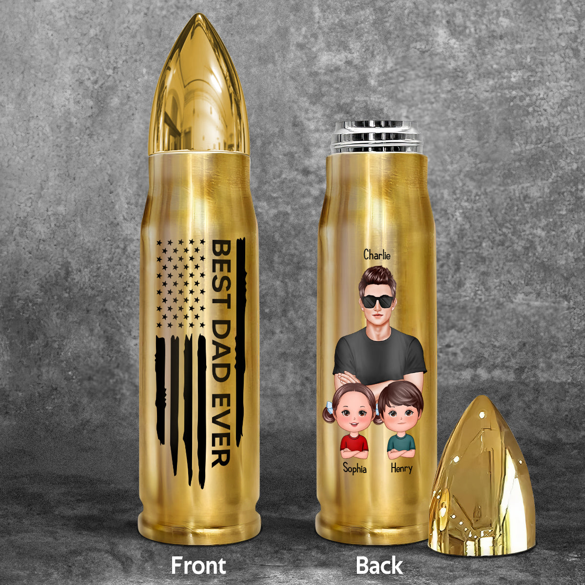 Best Dad Grandpa Ever Nation Flag Dad And Kids Personalized Bullet Tumbler