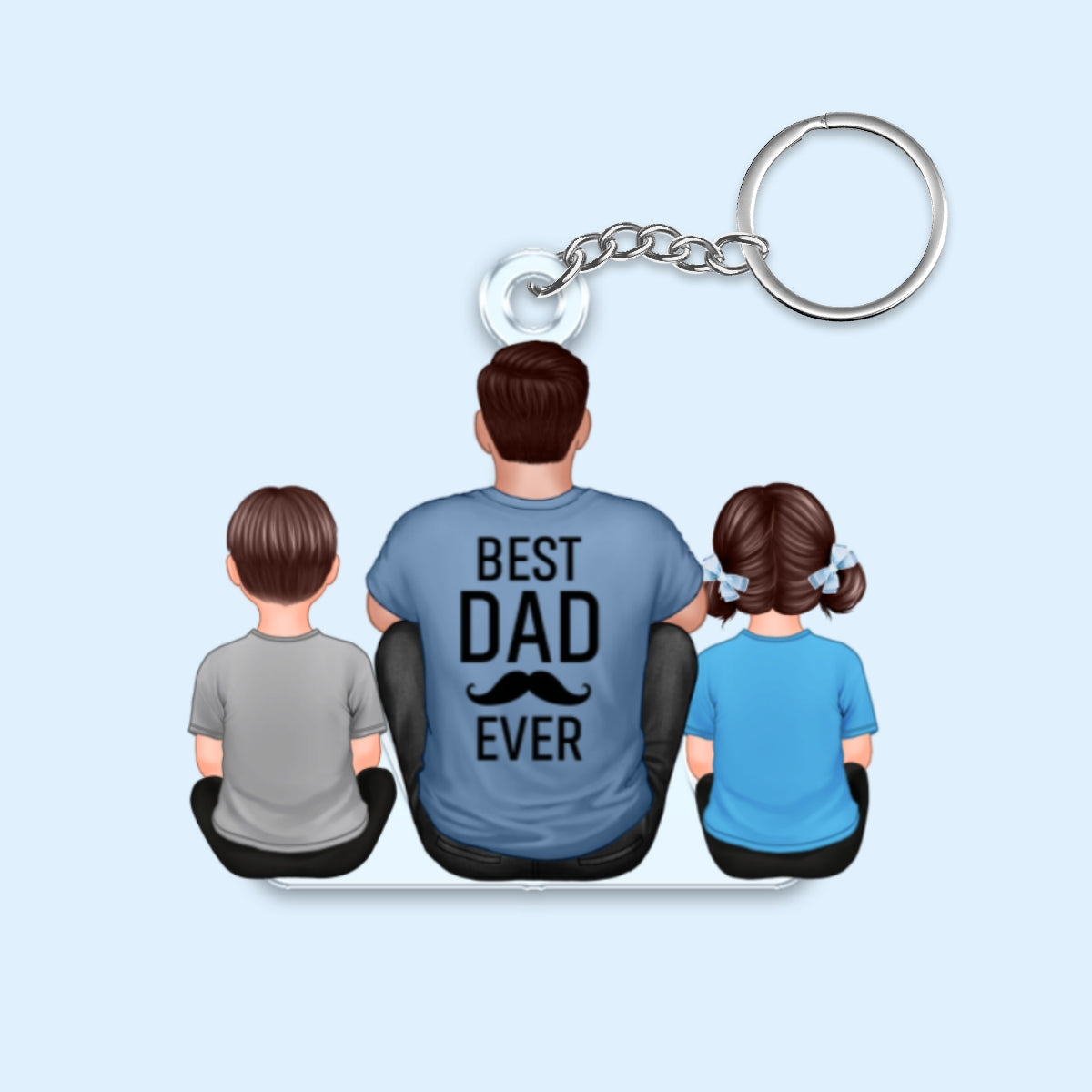 Best Papa Dad Grandpa Ever Sitting With Kids Personalized Acrylic Keychain, Father's Day Gift For Dad, Gift For Husband