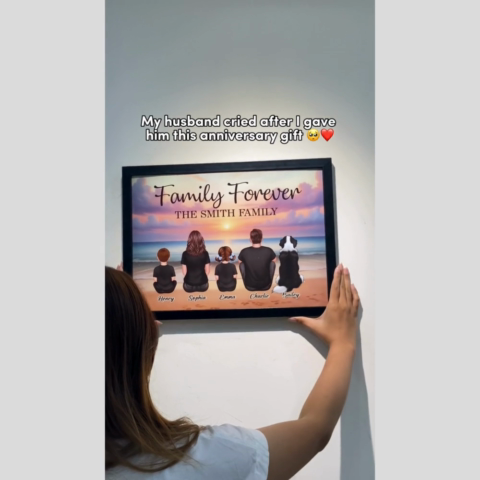 Eternal Beach Landscape Family - Personalized Poster - Gift For Dad, Gift For Husband, Gift For Grandpa