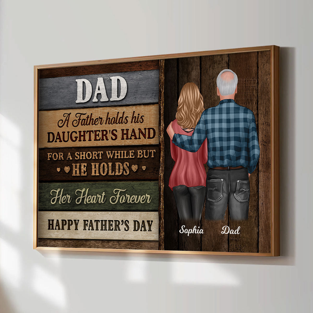 Colored Wood Pallets Texture To Dad From Daughter Son Personalized Poster| Heartfelt Father's Day Gift For Dad