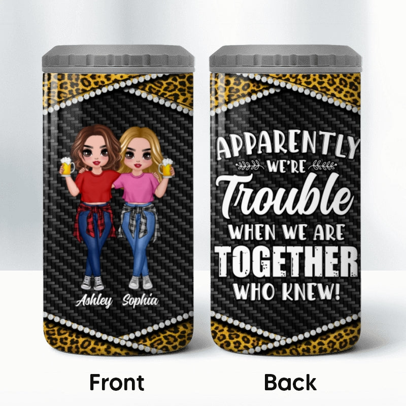 Leopard Frame Pattern Doll Besties Personalized 4 In 1 Can Cooler