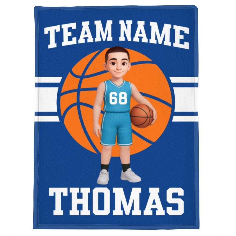 Basketball Girl Boy Player Custom Name And Team Name - Personalized Fleece Blanket - Christmas Gift For Basketball Players, Basketball Lovers, Granddaughter, Daughter, Grandson, Son
