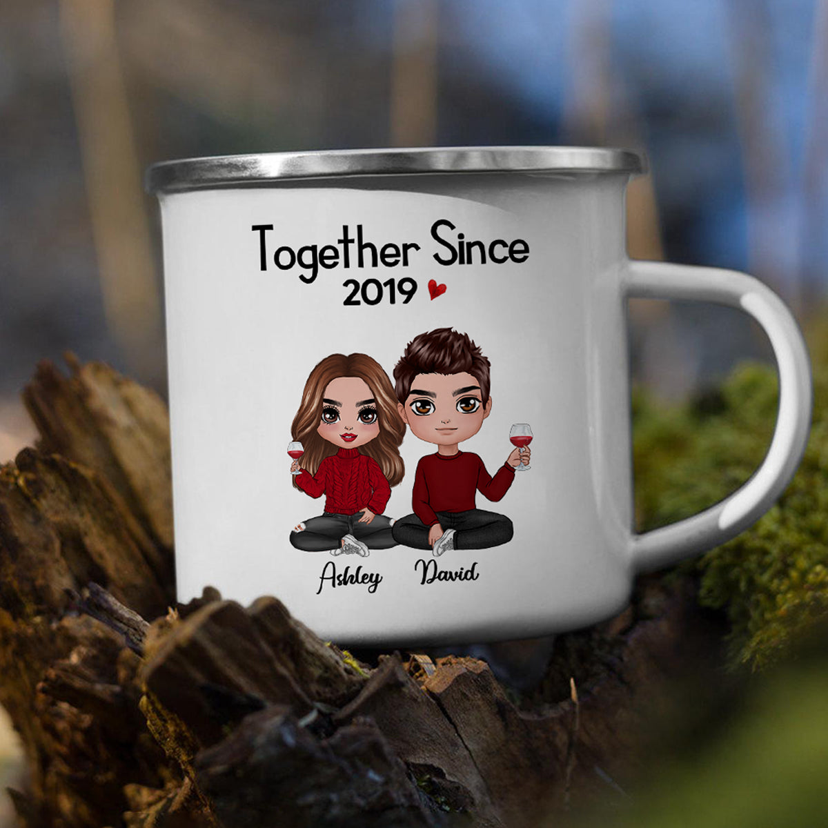 Doll Couple Sitting Gift For Him Gift For Her Personalized Campfire Mug