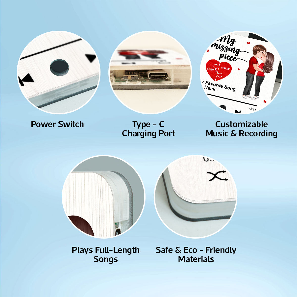 My Missing Piece Couple Kissing Favorite Song Personalized Music Fridge Magnet, Valentine‘s Day Gift For Her Gift For Him