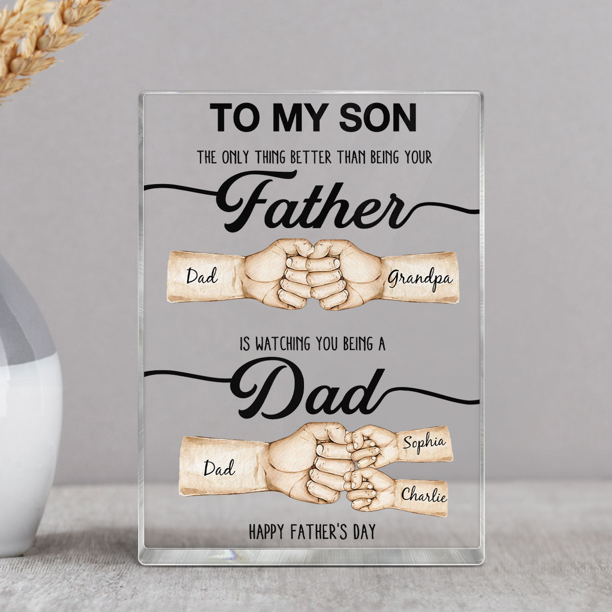 The Only Thing Better Than Being Your Father Fist Bump Personalized Acrylic Block, Father's Day gift for Son from Dad