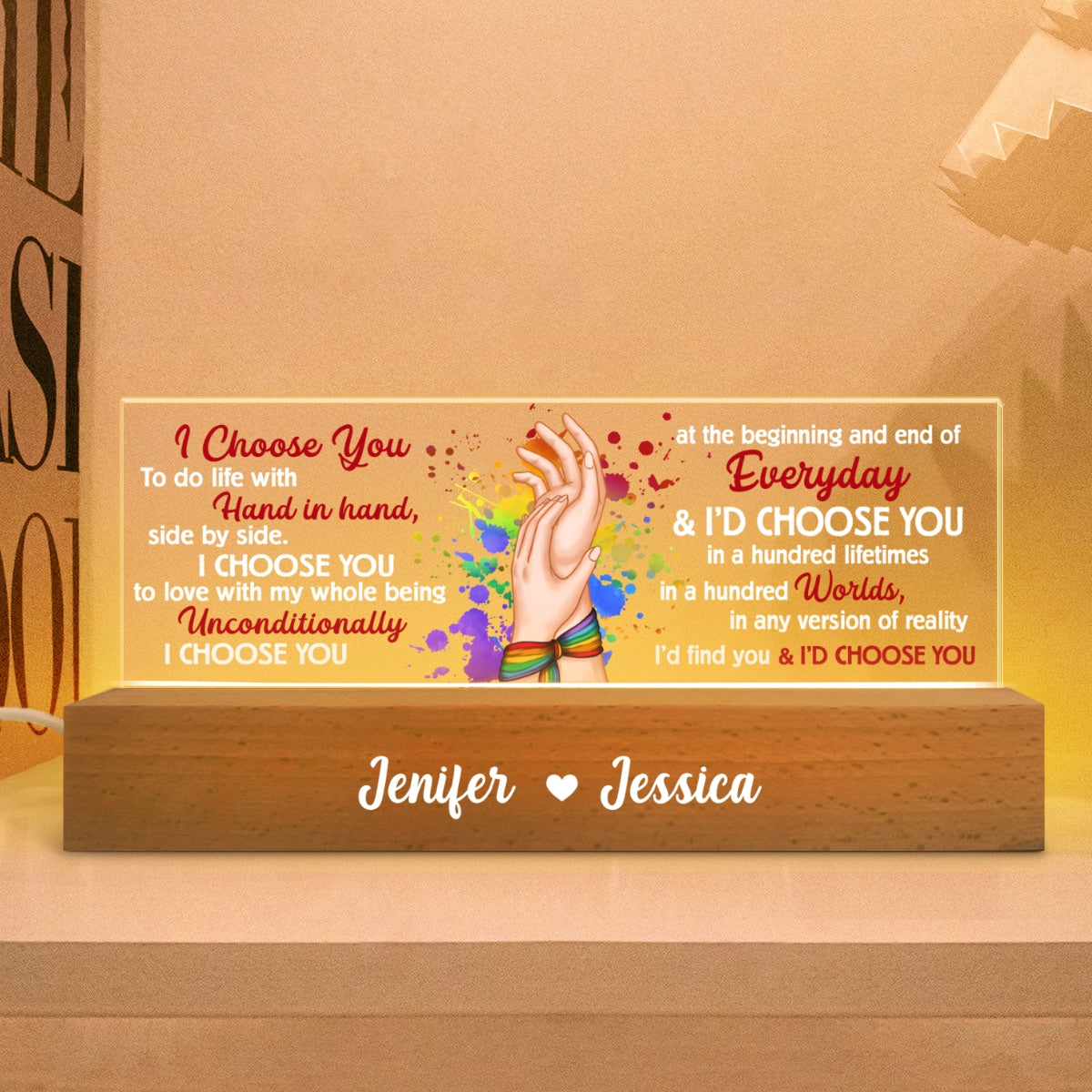 I Choose You LGBTQ+ Gift Personalized Acrylic Block LED Night Light