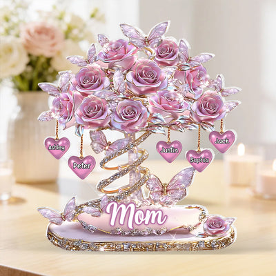 Best Mom Ever Heart Tree - Personalized Acrylic Block Plaque - Heartfelt Gift For Mom, Grandma