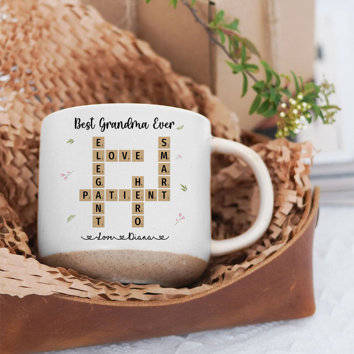 Best Mom Grandma Ever Appreciation Crossword Art - Created In A Moment Personalized Pottery Mug