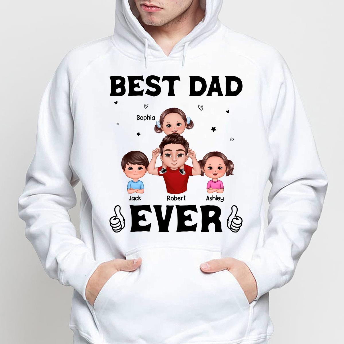 Doll Dad And Kid Piggy Back Best Dad Ever Personalized Shirt