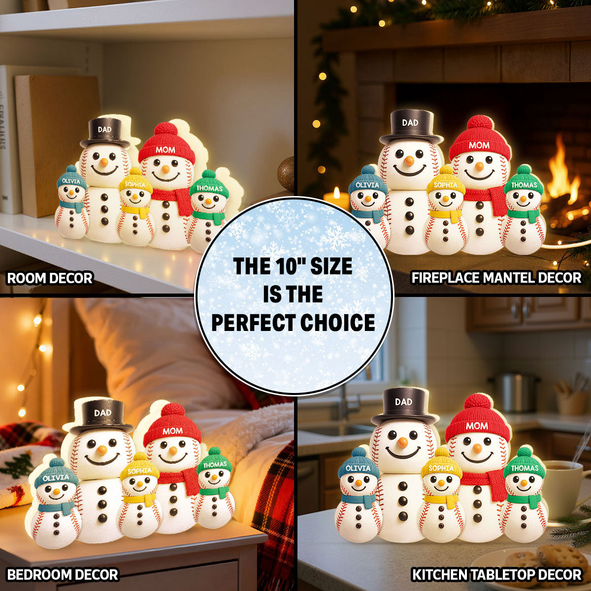 Baseball Snowman Family - Personalized Light Box - Gift For Family