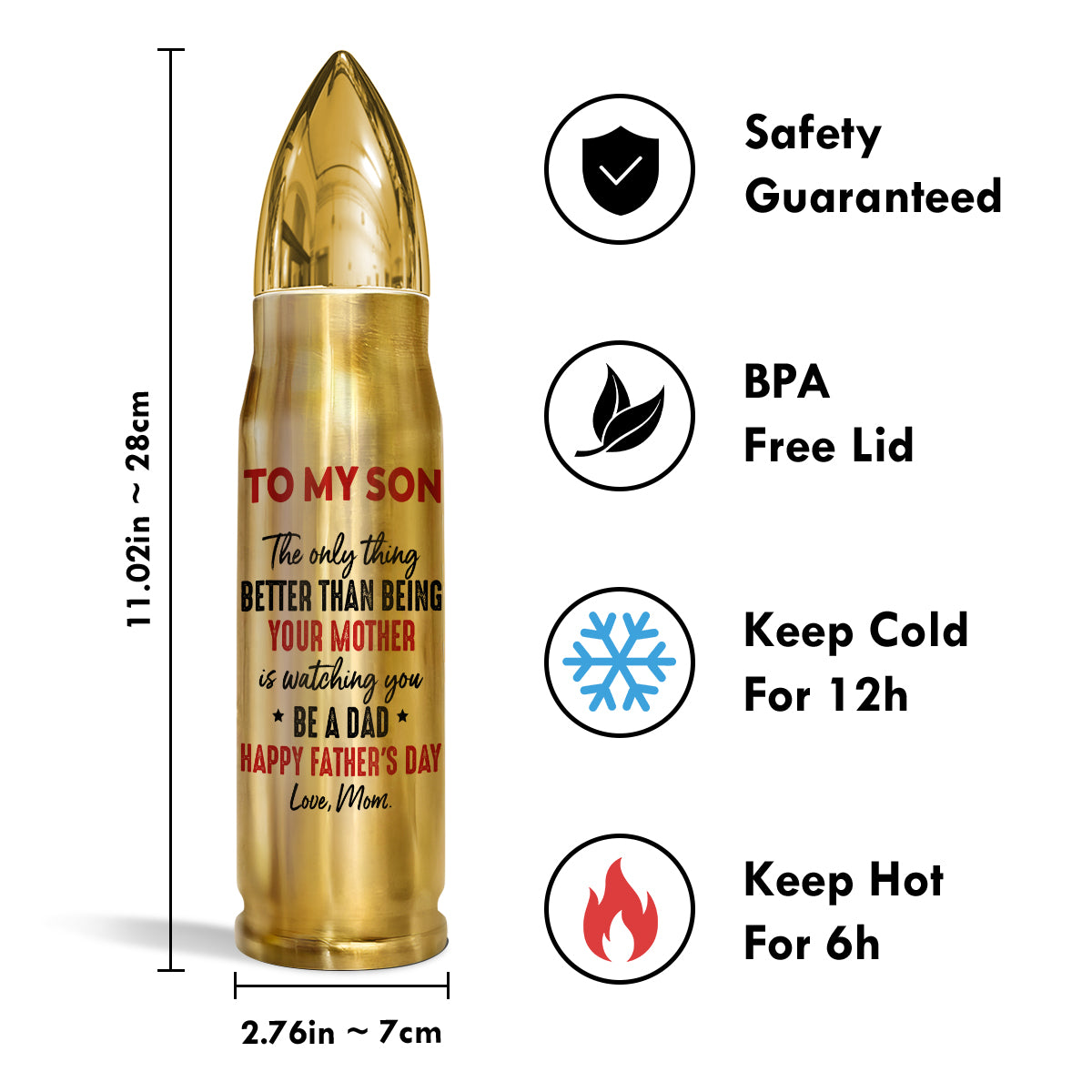 From Mom To Son Personalized Bullet Tumbler, Heartfelt Gift For Son