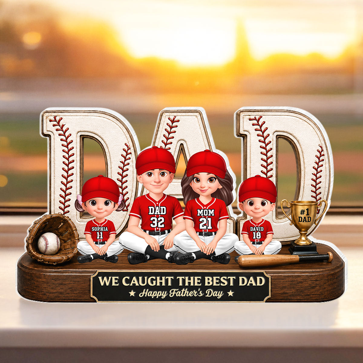 Baseball Legend Daddy's Dream Team - Personalized Acrylic Block Plaque - Father's Day Gift For Dad