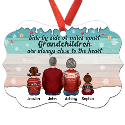 Side By Side Grandkids Grandma Grandpa Personalized Christmas Ornament